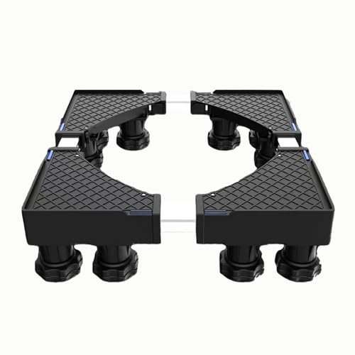 Base per lavatrice con 4/8/12 piedi, base per lavatrice regolabile con funzione ammortizzante antiscivolo per frigorifero asciugatrice, larghezza regolabile 50 – 77 cm (Nero,4 piedi)