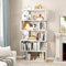 YITAHOME Bücherregal mit 5 Ebenen, S-förmiges Z-Regal, Standregal und Bücherschrank, Industrieregal mit Stahlrahmen, bodenstehendes Ausstellungsregal für Schlafzimmer Wohnzimmer Heimbüro, Weiß