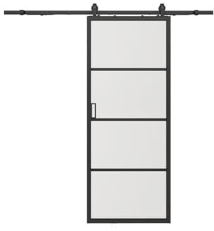 Vente-unique-Porta Scorrevole con Esterno Muro Alluminio e Vetro temperato Trasparente H205 x L63 cm - SINCA II
