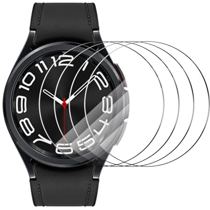 4 Pièces Protecteur Écran avec Samsung Galaxy Watch 6 Classic 43mm, [Anti-Rayures] Film de Protection de Verre Trempé pour Samsung Galaxy Watch 6 Classic 43mm Screen Protection