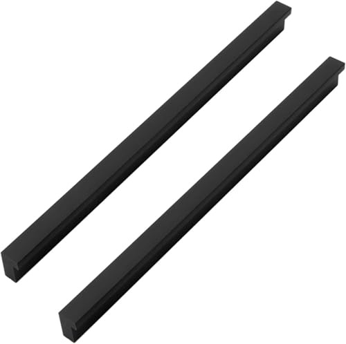 Generisch 2 Stück Versteckte Schrankgriffe Aluminium,Unsichtbare Griffe,Möbelgriffe Schwarz 80~1200mm,Kabinett Griffe Schrankgriffe Fingerkantenzuggriff Schwarz (length:1500mm)