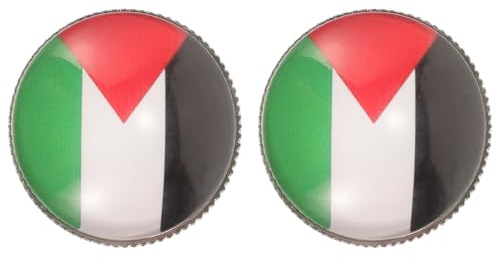 FOMIYES Pin Bandera Palestina Set de 2 Broches Redondos de Metal para Hombre y Mujer Insignia Decorativa de Solapa para Ropa Mochila y Gorro Accesorio de Aleación de Zinc
