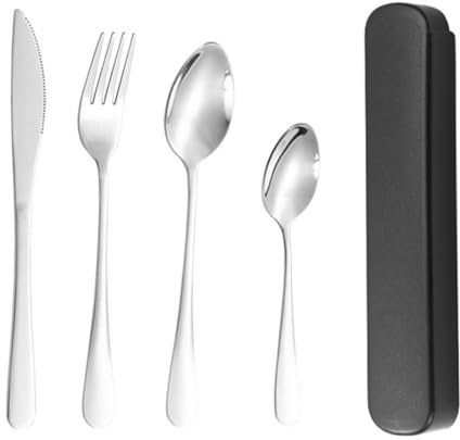 KYLOS Utensili Da Viaggio Con Astuccio, Set Di Posate Portatili In Acciaio Inox, Astuccio Rinforzato Con Design A Fibbia, Scatola Da Pranzo Per Il Campeggio E La Scuola, Lavabile In Lavastoviglie, Ner