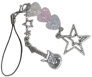 Rebellious Schlagzeug-Set, Note, Perlen-Handyanhänger, bunter Herz-Anhänger, Schlüsselanhänger für Musikliebhaber, Zubehör für Smar