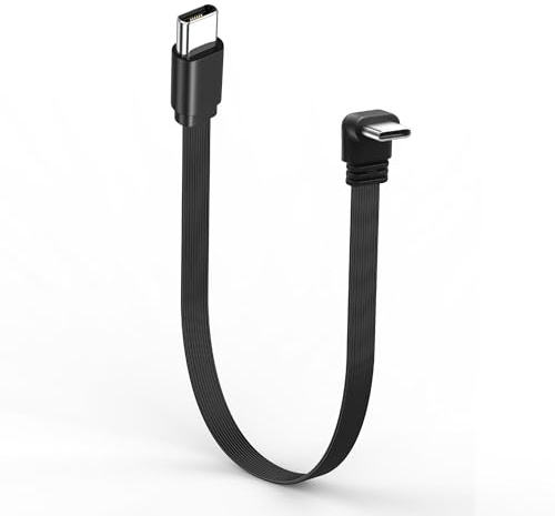 JSADZKJ 0.65FT Short USB C to USB-C Cable 90 Degree Type C Male to Male Flat Cable 5A Fast Charging Flexible TYPE-C Connector Cord Fast Charging & Data Sync for Phone,Power Bank,Laptop