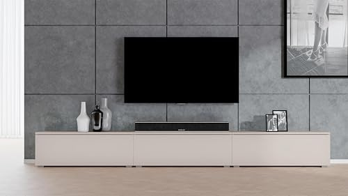 AXLIVING stehendes TV Board beige Loriano TV Bank 3x100 cm Kaschmir | 6 Innenfächer für maximale Ordnung. Hochwertige Materialien & stilvolle Optik. Push-to-Click. Maße: 300 × 36,5 × 32 cm.