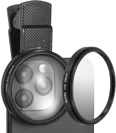 PATIKIL 52mm Phone Camera Lens, Clip-On 10x Macro Filter Circular Polarizing Lens for Most Smart Phones and DSLR Cameras, Black