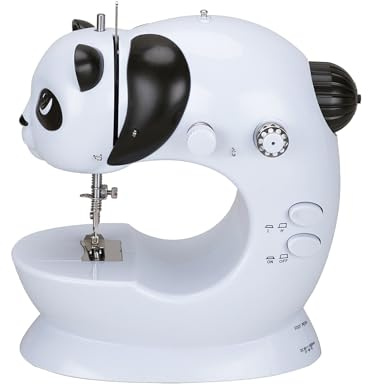 LetCart 228 Mini Elektronische Nähmaschine für Anfänger, Dual-Speed-Tragbare Nähmaschinen mit Eingebautem LED-Licht und Fußpedal, Niedlicher Panda Nähmaschine für Kleidung, DIY, Heim, Reise