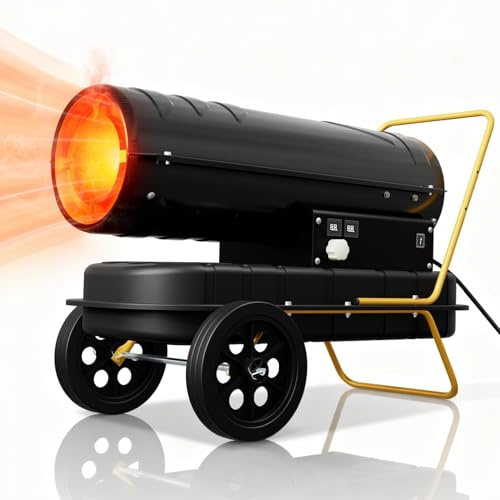 FIVMEN Heizkanone Diesel 30KW Ölheizgebläse mit Thermostat Ölheizer Heizgebläse 22L Tank Luftmenge 720 m³/h Ölheizung Bauheizer Dieselkanone inkl Ventilator für Werkstätten, Baustellen