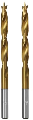 TIBOO DAY Brad Point Wood Drill Bits 5mm (13/64) Brad Point Drill, 2 Pcs | High Speed Steel, Double Flutes Design Metric Brad Point Drill Bits for Woodworking Soft & Hard Woods MDF Acrylic