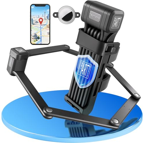 TECHCYC ART Faltschloss | Fahrradschloss mit AirTag Versteck | 90cm | ART 2 Zertifiziert | Gehärteter Stahl | klapperfreie Halterung | für E-Bike, MTB, Motorrad & E-Scooter