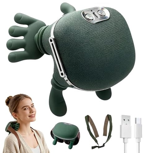 Massagegerät, 4D Nackenmassagegerät mit Wärme, Elektrisches Schulter massagegerät, 3 Massagegrade & 2 Temperaturstufen, Lindert Muskelverspannungen und Ermüdung, für Zuhause, BüRo, Reisen