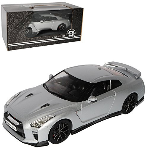 Nisan Skyline GT-R R35 Coupe Silber Version Ab 2017 Triple 9 1/18 PremiumX Modell Auto mit individiuellem Wunschkennzeichen
