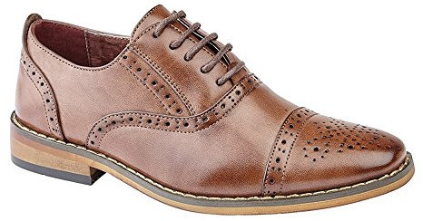 Goor Childrens Boys Capped Lace Oxford Brogue Shoes (2 UK) (Mid Brown)