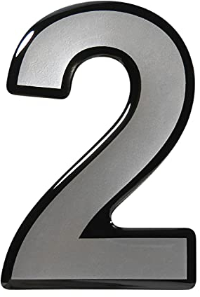 BIKE-label Silber 3D Aufkleber Nummer 2 Zahl Ziffer Türschild 50 x 73 mm 900055