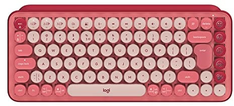Logitech POP Keys Mechanical Wireless Keyboard with Customizable Emoji Keys, Scandinavian QWERTY Layout - Pink