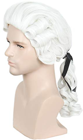 Linfairy Lawyer Curly Perücke Halloween Cosplay Kostüm Perücke für Party (weiße Blondine)
