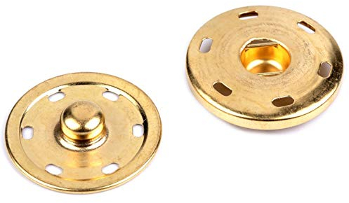 BIG-SAM - 30mm Druckknöpfe | 5 oder 10 Paar | 30mm Durchmesser | silberfarbend | Nicht magnetisierendes Metall | zum annähen (Gold, 5)