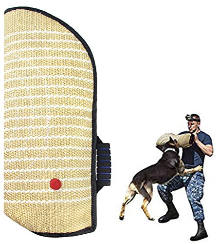 Manicotto protettivo per morso del cane, con manico, in iuta, per addestramento, adatto per entrambe le braccia sinistra e destra, colore: nero