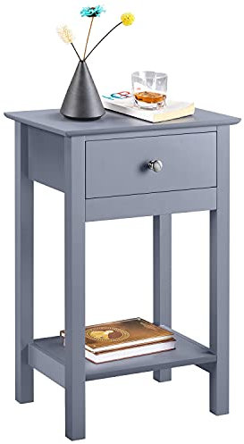 Yaheetech Table de Chevet Table de Nuit Table d'Appoint 40x30x60 cm avec 1 Tiroir et 1 Étagère de Rangement pour Entrée Chambre Salon