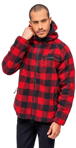 Brandit Teddyfleece Worker Jacket, Uomo, Red/Black, 7XL
