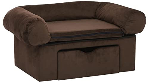 vidaXL Hundesofa mit Schublade Braun 75x50x38cm Plüsch Hundebett Hundecouch