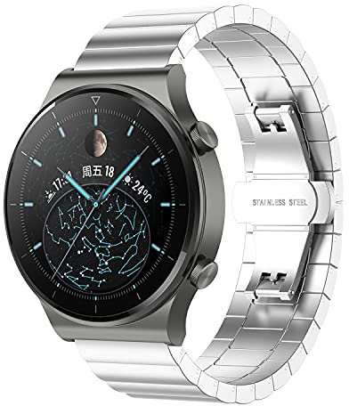 XINBOOBA 22mm Metal Acero Inoxidable Sport Correa de Reloj Replacement Correa para Huawei Watch GT3 46mm,GT Runner smartwatch