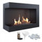 KRATKI Delta 700 Caminetto ad angolo sinistro a bioetanolo + ciottoli + imbuto + set per aromaterapia | Per montaggio a parete o ad incasso l Biocontenitore 0,75 l, TÜV | Acciaio, 48 x 70 cm, nero