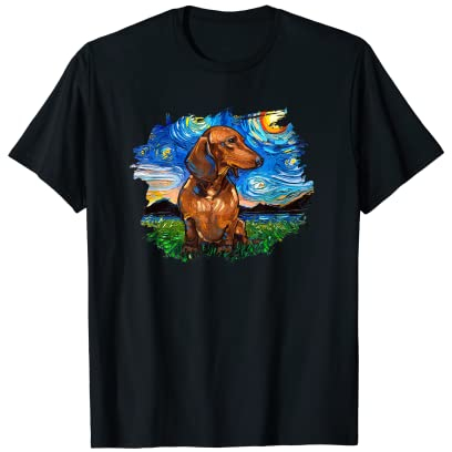 Aja Kunstdruck, Dackel, Sternennacht, Braun T-Shirt