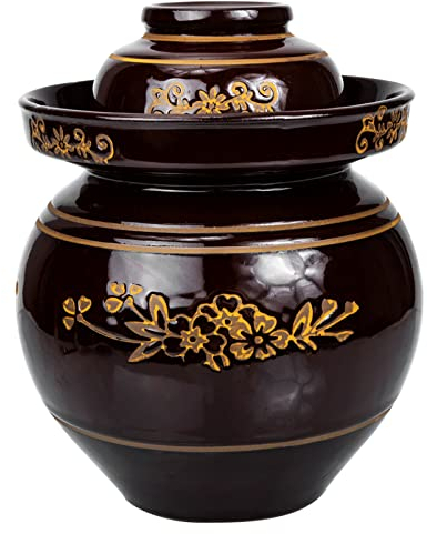 Cabilock Terrarien Rumtopf Fermentierglas Gurke versiegelter Lagertank Retro Keramik Kimchi gesalzenes Ei Eingelegte Gurke Gurkentopf Glasbehälter