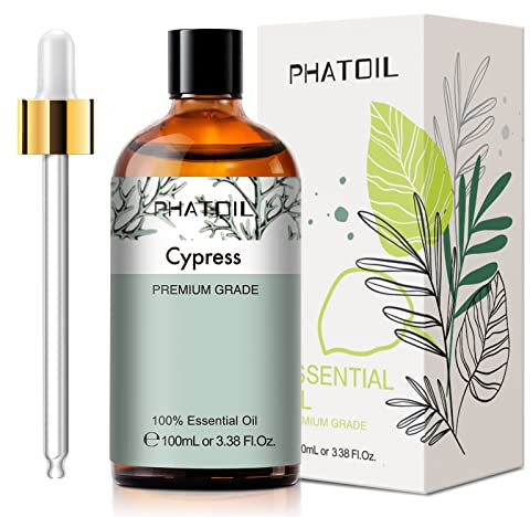 PHATOIL Huile Essentielle Cyprès 100 ml, Huiles Essentielles pour Diffuseur Pures Naturelles, Huile de Cyprès pour Aromathérapie