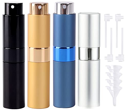 AOT 10ml Refillable Travel Perfume Atomiser Bottles, 4pcs Mini Refillable Perfume Bottle Aftershave Spray Bottle, Upgraded Travel Perfume Atomizer, Portable Perfume Pod for Outdoor Traveling