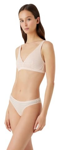 Emporio Armani Damen Emporio Armani Women's Bralette All Over Logo Mesh Bra, Nude, L EU