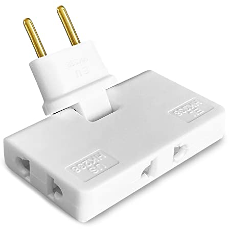 Mehrfachsteckdose Flacher Stecker mit 3 Adapter Steckdose | Steckdosenadapter EU - US | Flachstecker Mehrfachsteckdose mit 180º Drehbarer Kopf | Mehrfachstecker Flach 10A / 250V | Verteilersteckdose