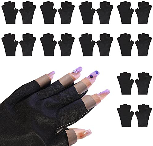 KRYCRHIA 10 PCS Disposable Anti UV Gloves for Nails, Manicure Gloves for Hand UV Protection Fingerless Gloves for Nail UV Lamp