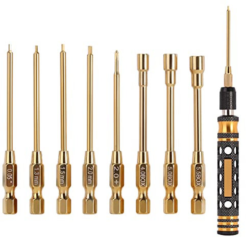 INJORA 8 in 1 RC Hex Screwdriver Nut Driver & Phillips Screwdriver Tool Set, 1/4 Drive Hex Bit Set, Allen Wrenches For 1/18 1/24 RC Mini Crawler Car Axial SCX24 AX24 FMS FCX24 TRX4M