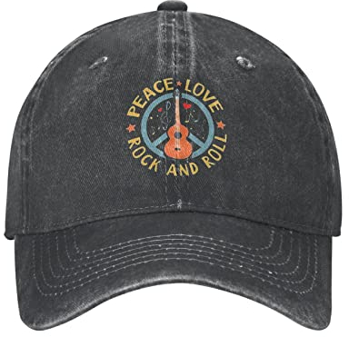 Basecap Peace Love Rock and Roll Sommermütze Waschbar Trucker Baseballkappe Hat Atmungsaktiv Sonnenmütze Für Herren Damen Erwachsenen
