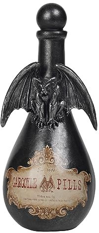 Braxio Gothic Home Decor Potion Bottles - Resin Black Gargoyles Halloween Potion Bottles Room Decor Aesthetic Gift for Women Halloween Prop Accessory Display Bottles 4.25 * 4.25 * 9.5 Inch