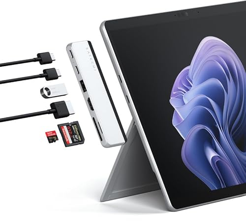 SATECHI Dual USB-C Hub für Surface Pro 9, Microsoft Surface Pro 9 Dockingstation mit 3.2 USB-A, 4K@60Hz HDMI, USB4 Pass-Through, 3.2 USB-C, UHS-I SD/TF-Kartenleser