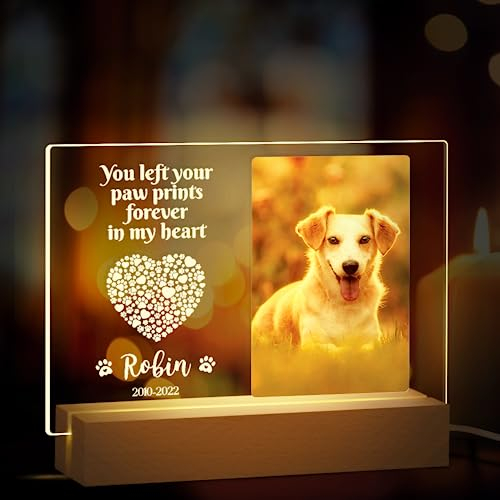 Party to Be - Regalo conmemorativo con foto personalizada para perro gato muerto placa acrílica con base LED brillante para mascotas a personalizar (estilo A)