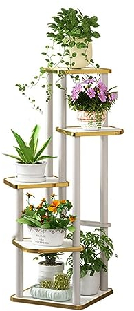 5-stöckiges Pflanzenständer-Regal aus Holz for den Innenbereich, mehrere Blumentopfhalter-Regale, Eck-Blumenregal, Pflanzgefäß-Regal, Präsentationsständer, Aufbewahrungsorganisator, for Terrasse, Wohn