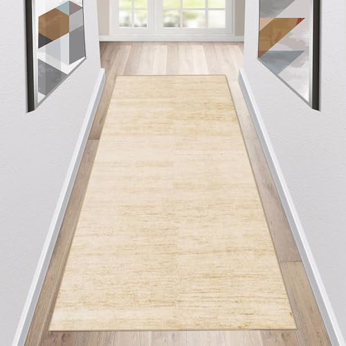 Siunwdiy Teppich Läufer Flur Küche rutschfest waschbar Teppichläufer Lang 50x160cm Weiß/Beige/Braun Modern Design Meterware Korridor Tepiche Esszimmer Schlafzimmer Schmutzfangmatte Küchenteppich
