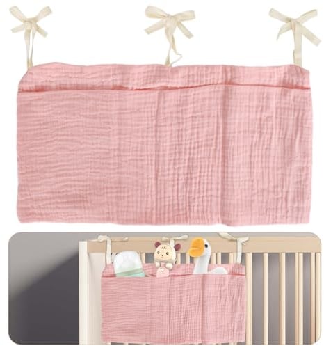 Tolenre Baby Kinderbett Organizer mit 2 Taschen, Babybett Organizer Hängend, Hängender Bett Organizer Baby, Kinderzimmer Aufbewahrungstaschen, Betttasche Spielzeugtasche für Kinderbett Organizer (B)