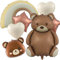 JAHEMU Bär Folienballon Geburtstagsdeko Ballon Helium Ballons Tiere Pentagrammballon Herz Foileballon für Kinder Geburtstags,Baby Shower,9 Stück