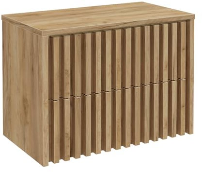 Lomadox Badezimmer Waschbeckenunterschrank 80 cm für Aufsatzwaschbecken in Eiche, B/H/T ca. 80/58,5/45,5 cm