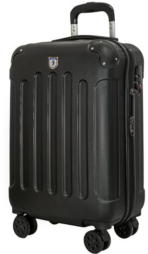 UTTAM 20 Inch Lightweight Travel Cabin Bag - Carry On Suitcase, ABS, Water Resistant & Safe Locking System - Easyjet Overhead Compliant (56x23x38cm) (Black)