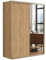 B&M Furniture Großer Kleiderschrank mit Schiebetür und Spiegel - mit Einlegeböden und Kleiderstange - für Garderobe, Schlafzimmer - Freistehend - Holzimitat Eiche Gold Craft - 150 cm B, 245 cm H