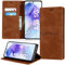 Guisessy Handyhülle für Samsung Galaxy A55 5G Hülle Leder mit Schutzfolie, PU Leder Flip Schutzhülle für Samsung A55 Case Klappbar Ständer Kartenfach Wallet Klapphülle, Braun