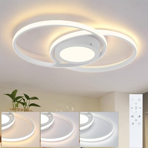 Homefire Deckenleuchte LED Deckenlampe Wohnzimmer - 47cm Schlafzimmerlampe Dimmbar mit Fernbedienung Wohnzimmerlampe Schwarz Design Deckenbeleuchtung Modern Küchenlampe für Schlafzimmer Decke Büro