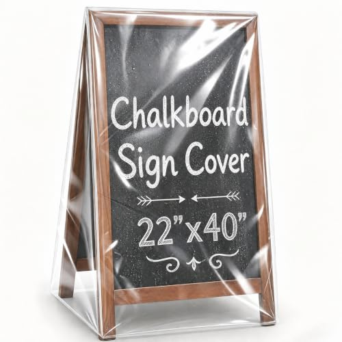 Ribbonlic PVC Chalkboard Sign Cover, Transparent, Outdoor, 40 x 27 x 22 Inch, Waterproof, Indoor, Business, Large, Double Sided, Waterproof Cover (Cover Only)